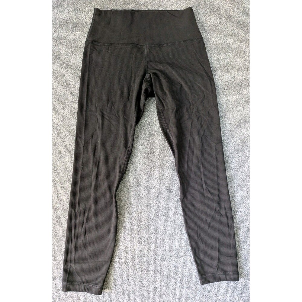 Lululemon Womens Sz 8 Black Ribbed Align High Rise Leggings Athletic Yoga Pants